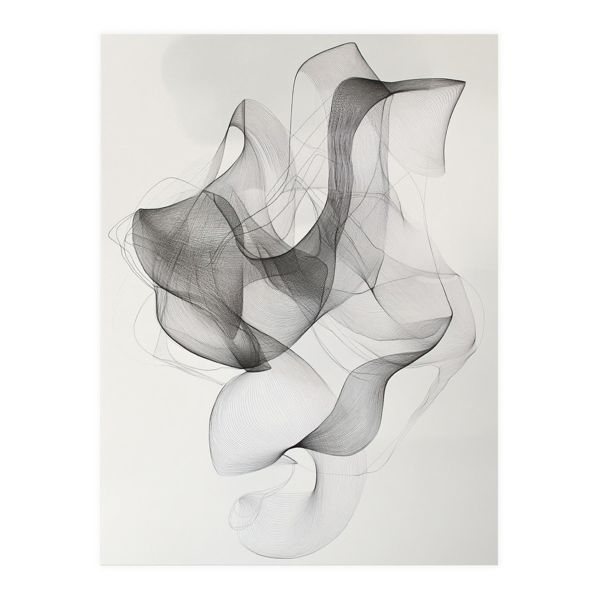 Abstract Black And White Swirling Lines Art (Print Only)