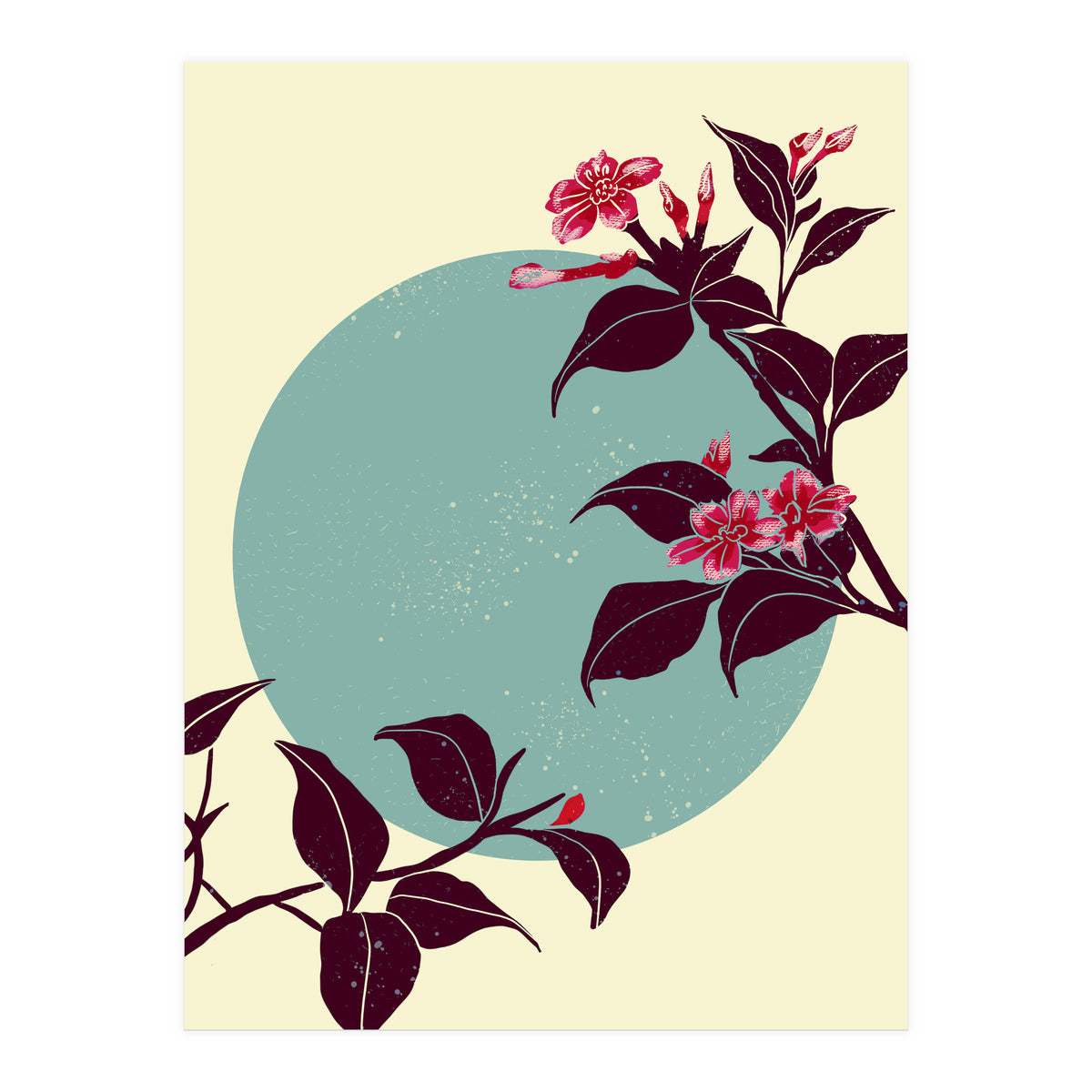 Pink flowers on a blue moon (Print Only)