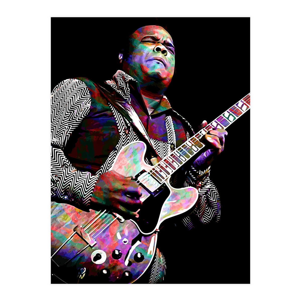 Freddie King American Blues Guitarist Colorful (Print Only)