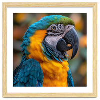 Blue And Yellow Macaw Parrot Close Up Portrait