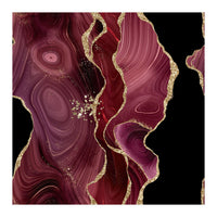 Burgundy & Gold Glitter Agate Texture 01  (Print Only)