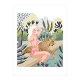 How to Train Your Leopard, Wild Cat Bohemian Woman Painting, Swimming Pool Bikini Summer Swim Animal (Print Only) thumbnail