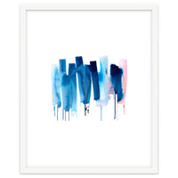 Abstract Watercolor Stripes Minimal Blue