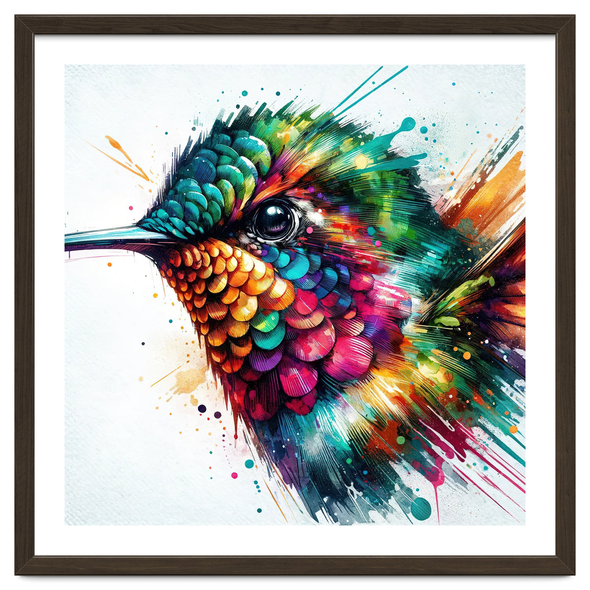 Watercolor Hummingbird Portrait