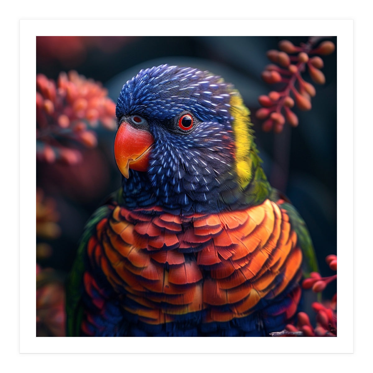 Vibrant Rainbow Lorikeet Parrot Close Up Portrait (Print Only)