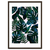 Tropical Nature Monstera Watercolor Painting, Botanical Jungle Dark Palm Illustration thumbnail