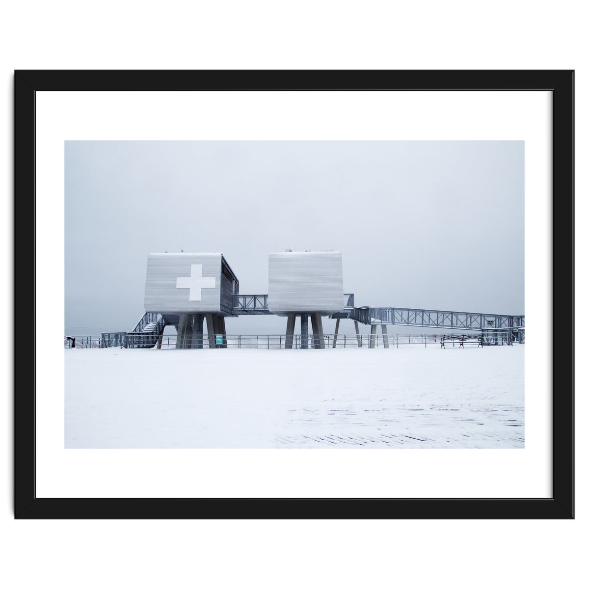 First aid house in the winter seascape