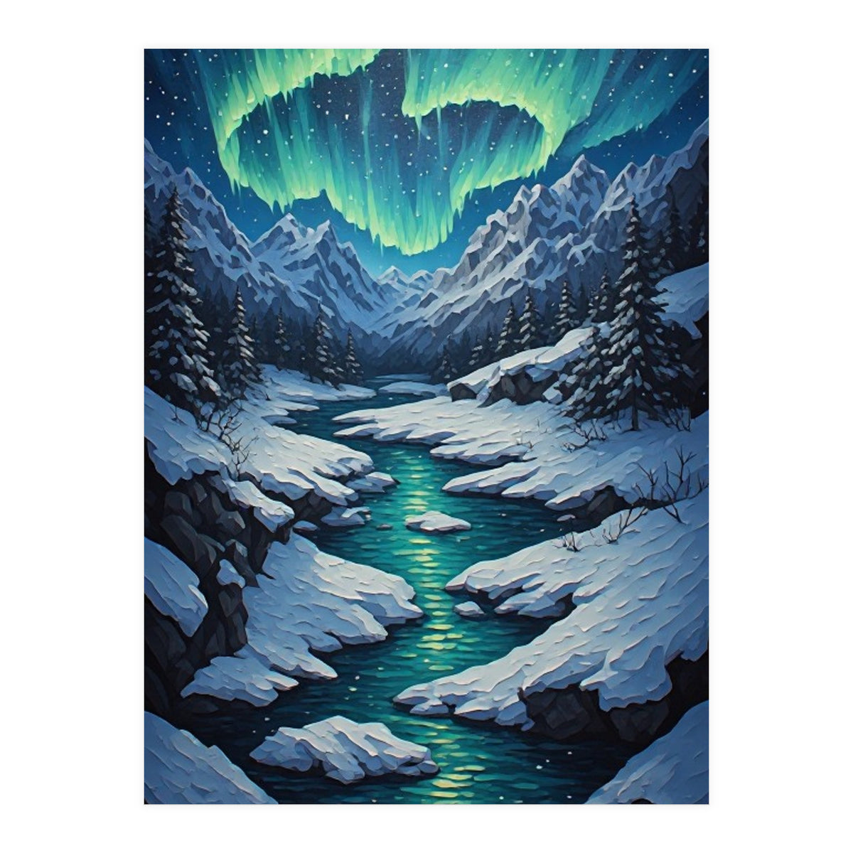 Ethereal Northern Lights: Arctic Winter Valley (Print Only)