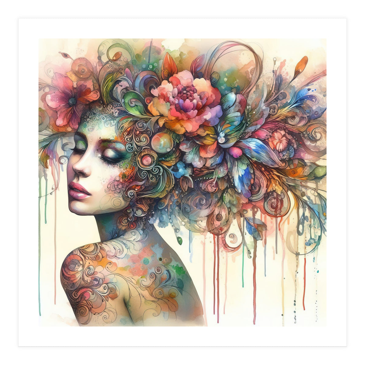 Dreamer with Floral Crown (Print Only)