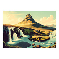 Vintage Iceland, Kirkjufell Mountain Poster (Print Only)