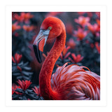 Vibrant Flamingo Portrait With Tropical Foliage (Print Only) thumbnail