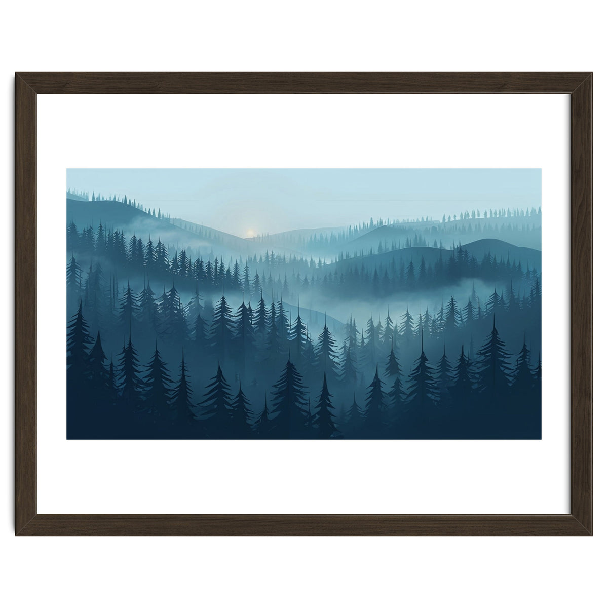 Misty Evergreen Forest: Moody Atmospheric Landscape