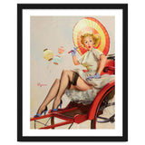 Pinup Girl In Rickshaw Experiencing Sudden Wind thumbnail