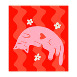 Pink Cat Wavy Background (Print Only) thumbnail