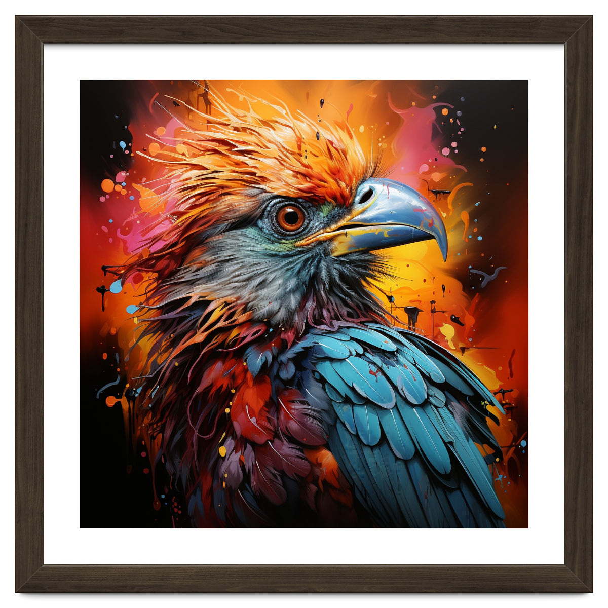 Vibrant Eagle Portrait Abstract Colorful Splatter Art