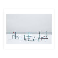 Playground in the winter snow beach (Print Only)