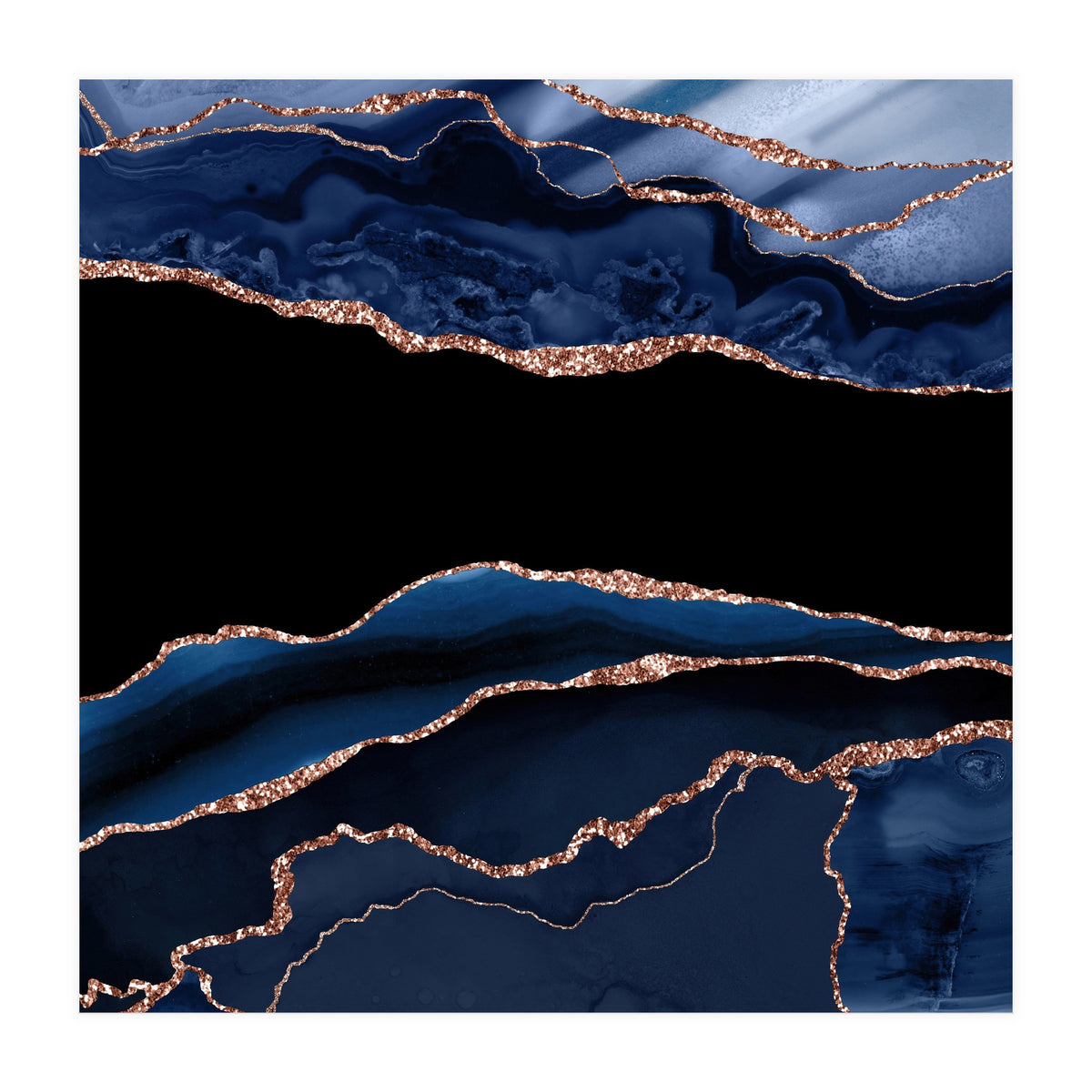 Navy & Rose Gold Agate Texture 11  (Print Only)