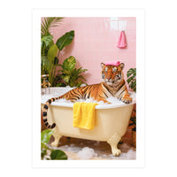 Leopard in Bathtub, Surreal Bathroom Scene (Print Only)