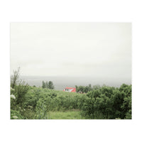 Red Roof house in between the summer green field - Iceland (Print Only)