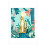 Leopard Forest, Pastel Tropical Jungle Nature Botanical, Moon Eclectic Colorful Wild Animals Boho (Print Only) thumbnail