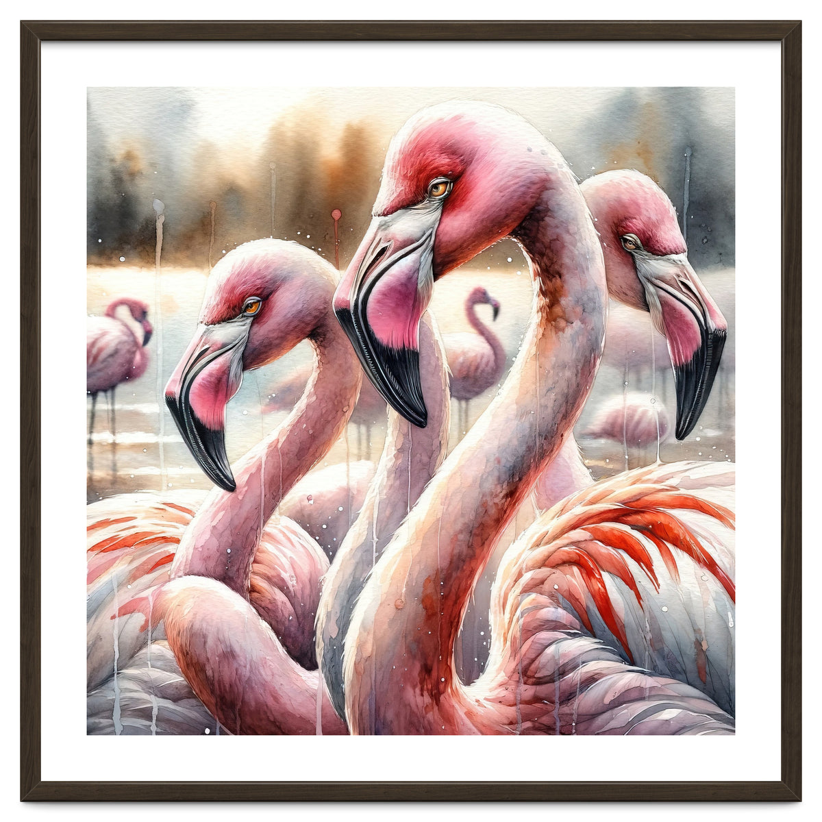 Watercolor Flamingos
