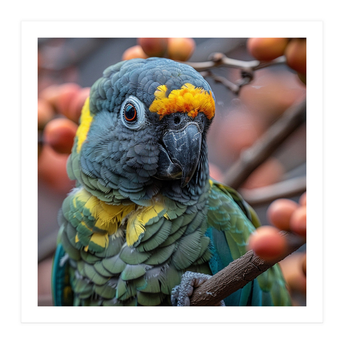 Yellow Headed Amazon Parrot Close Up Portrait (Print Only)