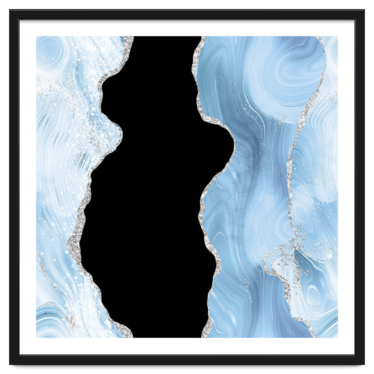 Blue & Silver Agate Glitter Texture 02