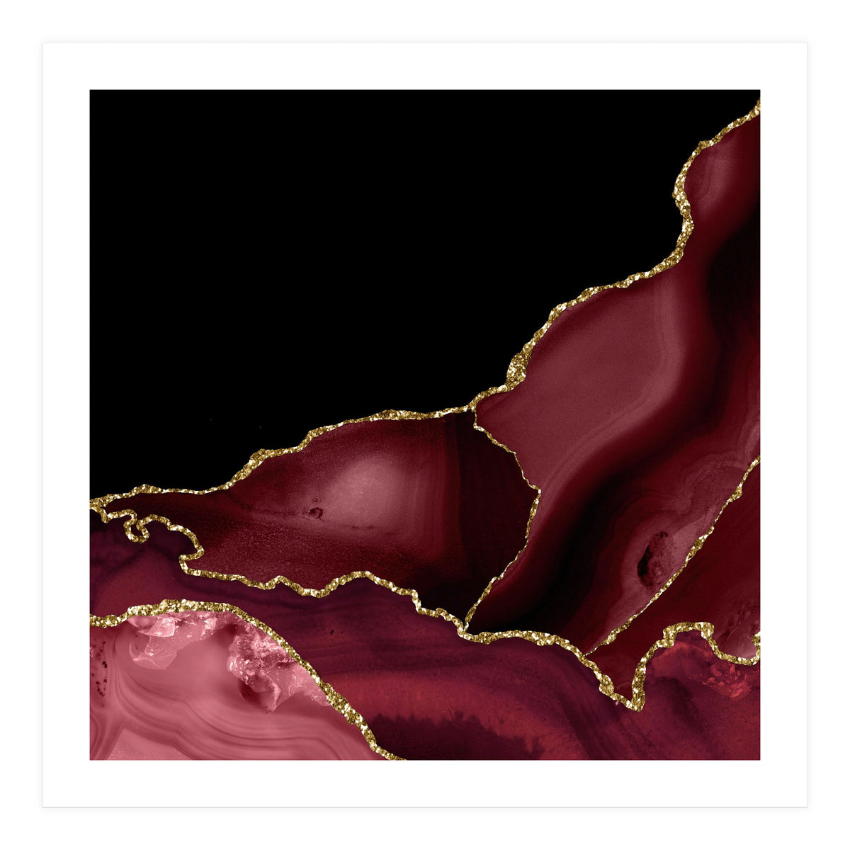 Burgundy & Gold Agate Texture 03 (Print Only)