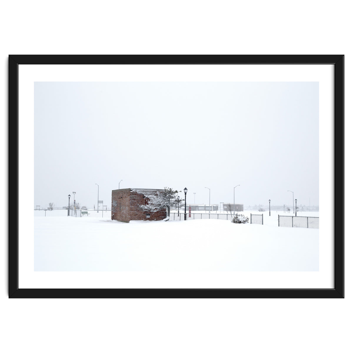 Barn in the winter snowscape