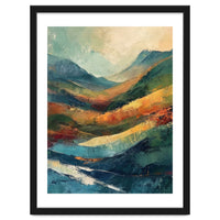 Textured Impasto Mountain Valley Landscape