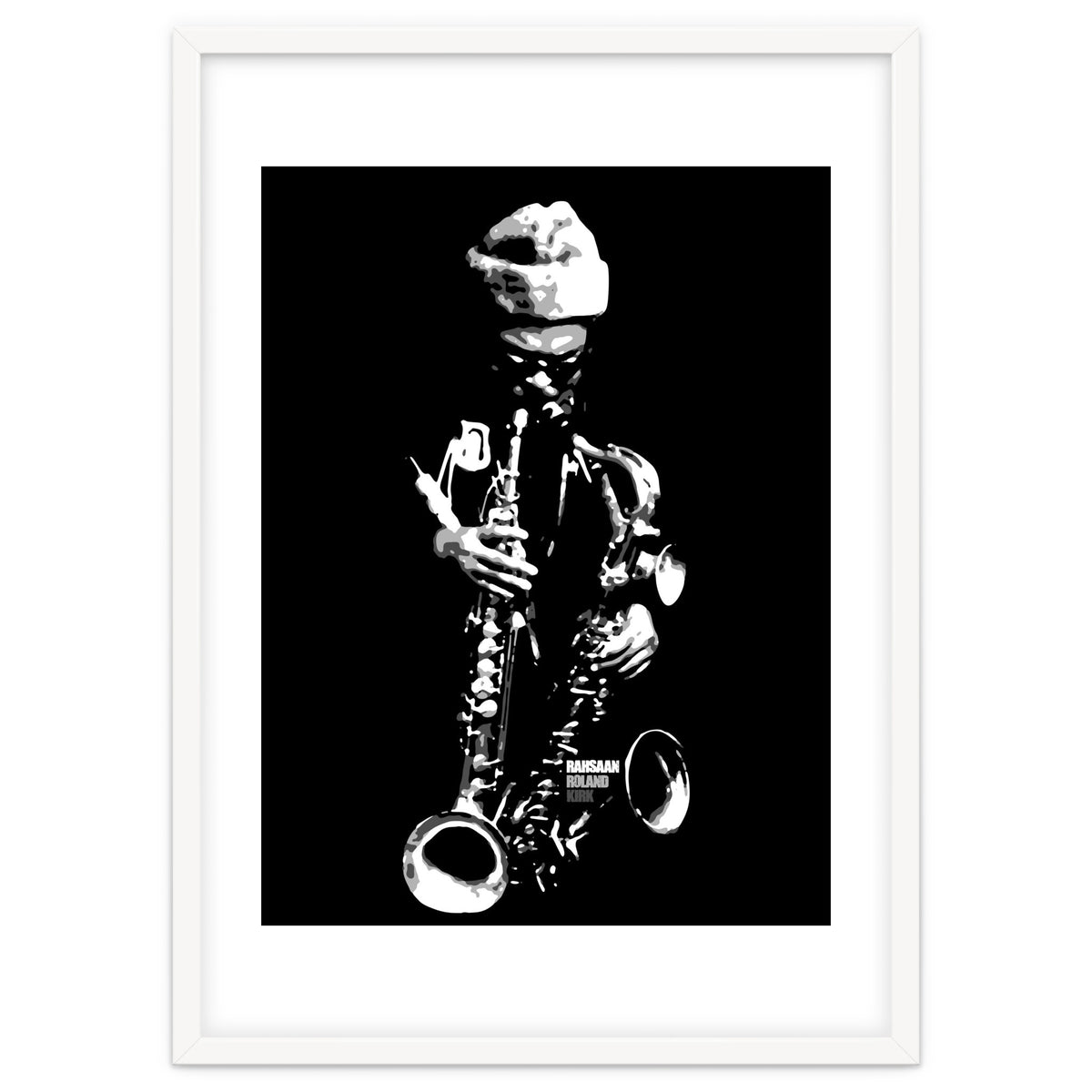 Rahsaan Roland Kirk Jazz Music Legend in Grayscale