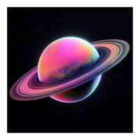 Neon Nebula Planet: Surreal Cosmic Illustration (Print Only)