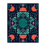 Clovers And Flowers Teal and Orange (Print Only) thumbnail