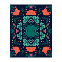 Clovers And Flowers Teal and Orange (Print Only)