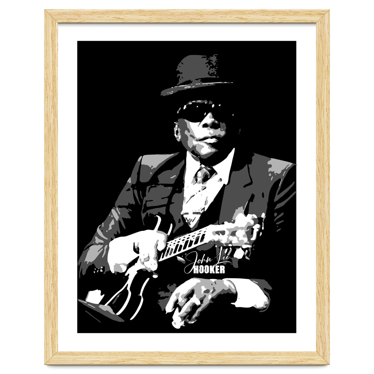 John Lee Hooker American Blues Guitarist in Grayscale