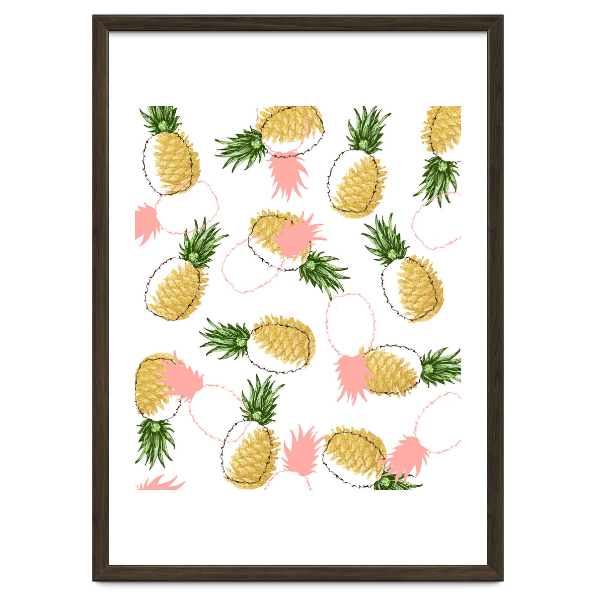 Pineapples & Pine Cones, Eclectic Tropical Nature Illustration, Quirky Fun Fruit Food Graphic Design