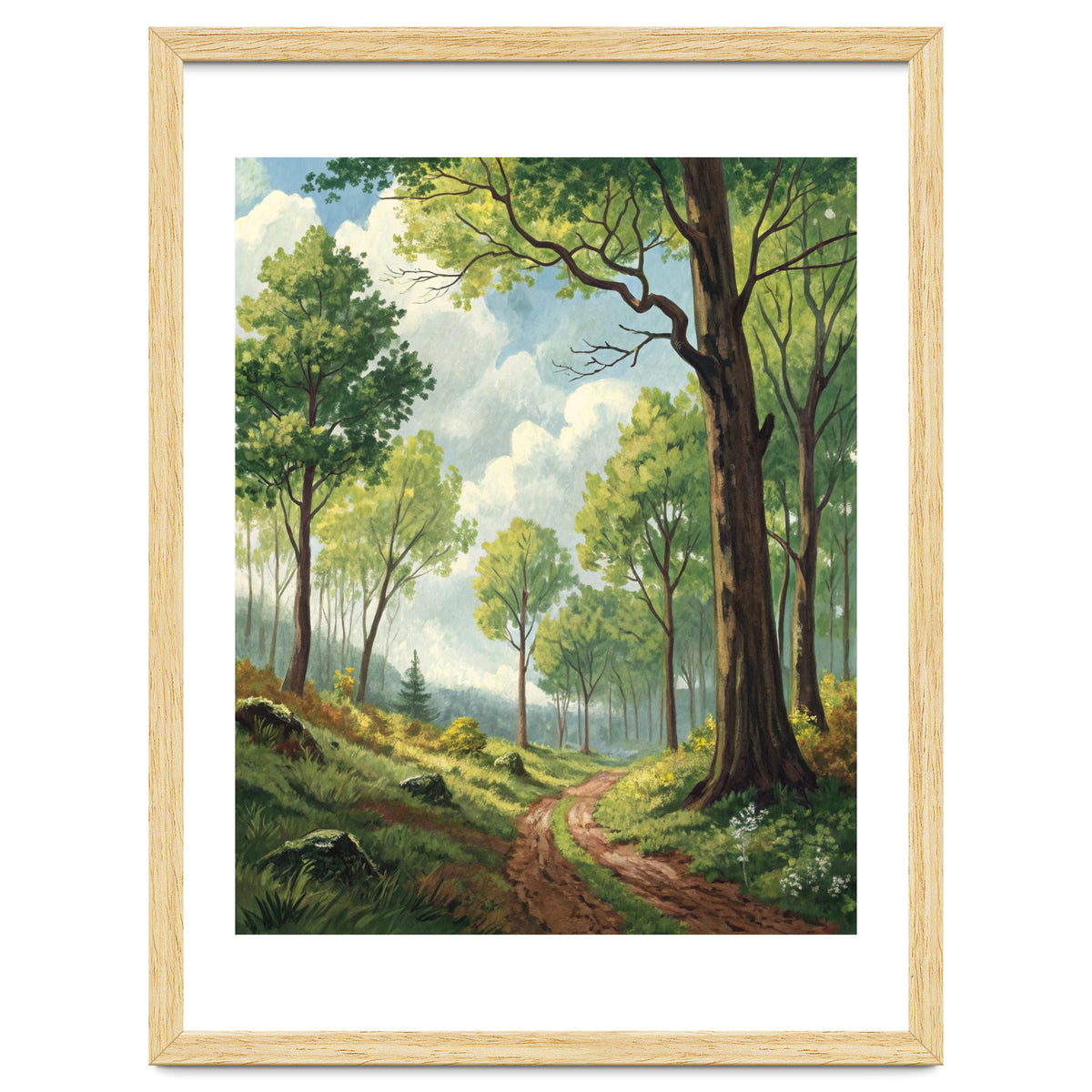 Vibrant Summer Forest Landscape Painting