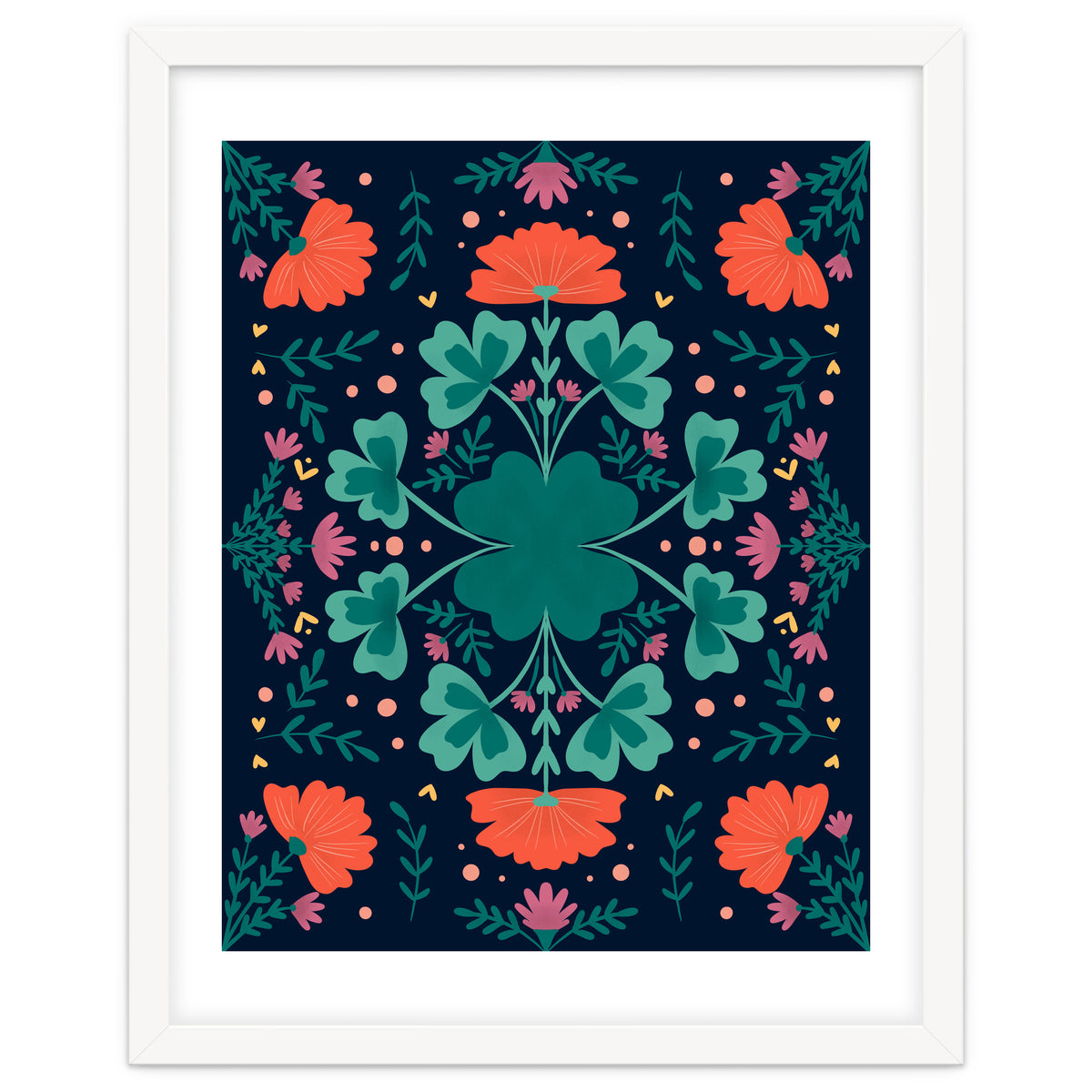 Clovers And Flowers Teal and Orange