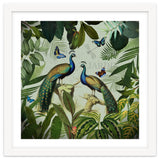 Vintage Exotic Asian Peacocks In Tropical Jungle Landscape thumbnail