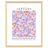 Carnations And Snowdrop January Birth Flower Floral Print thumbnail