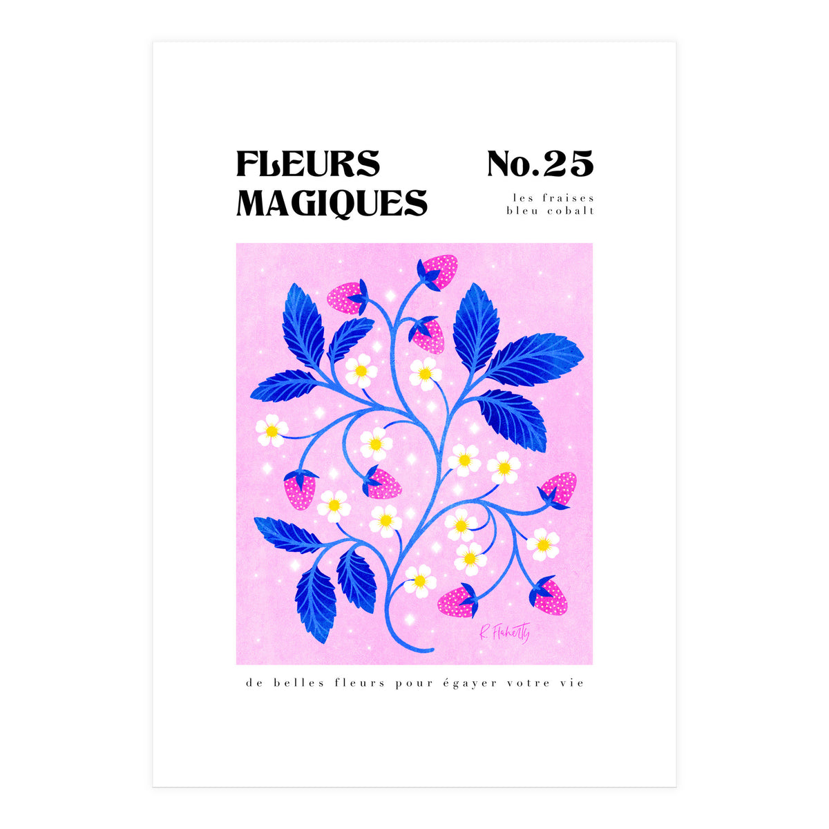 Magical Flowers No.25 Cobalt Strawberries (Print Only)