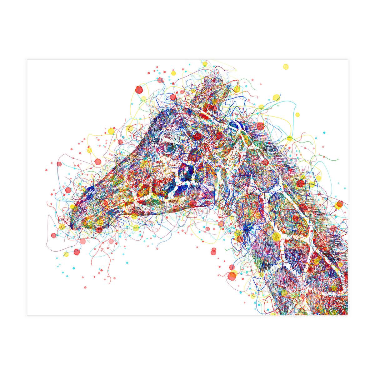 giraffe watercolor lines (Print Only)