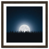 Midnight Serenity: Full Moon Over Forest Silhouettes thumbnail