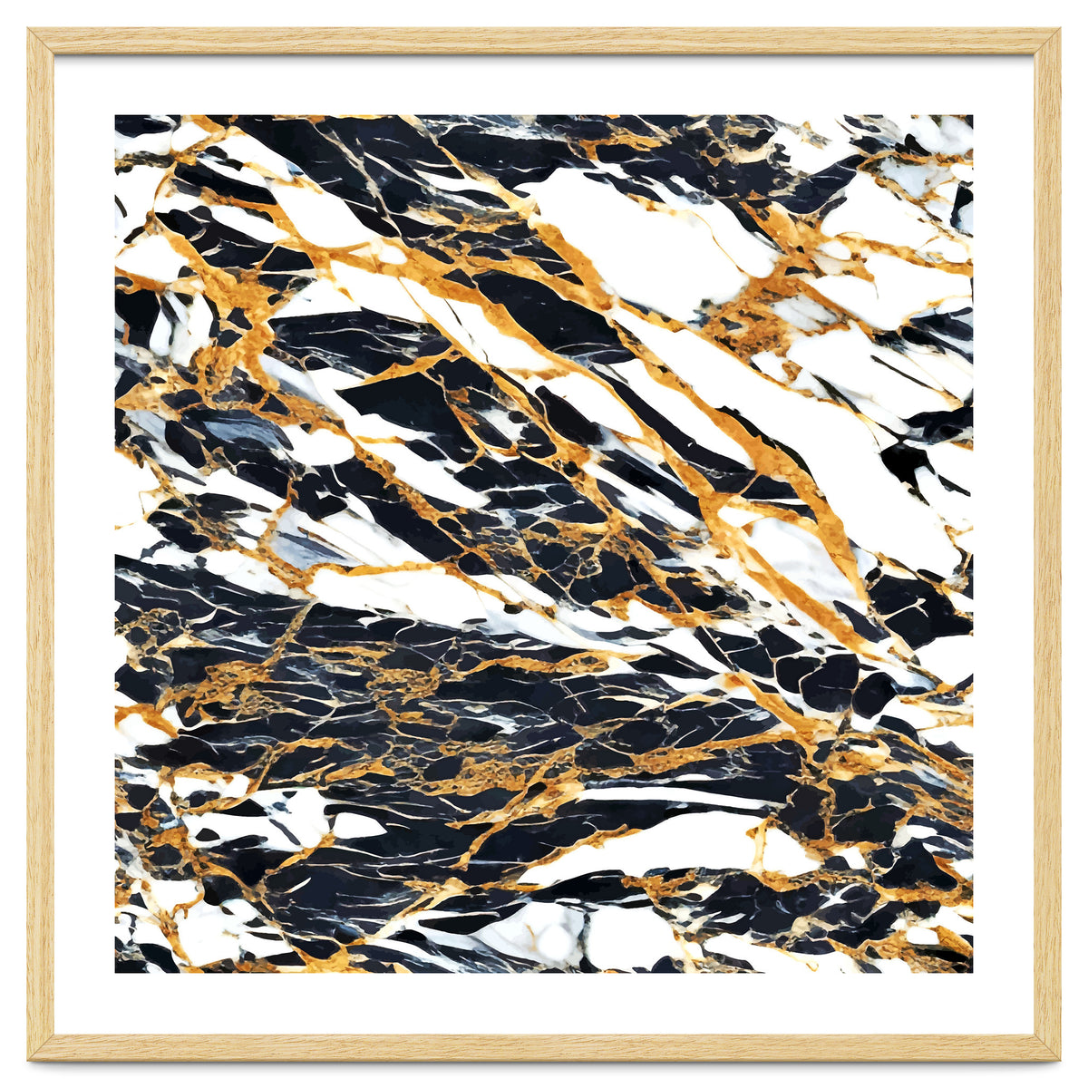 Painted Black Gold & White Marble, Luxe Exotic Eclectic Texture Pattern, Precious Stones Painting