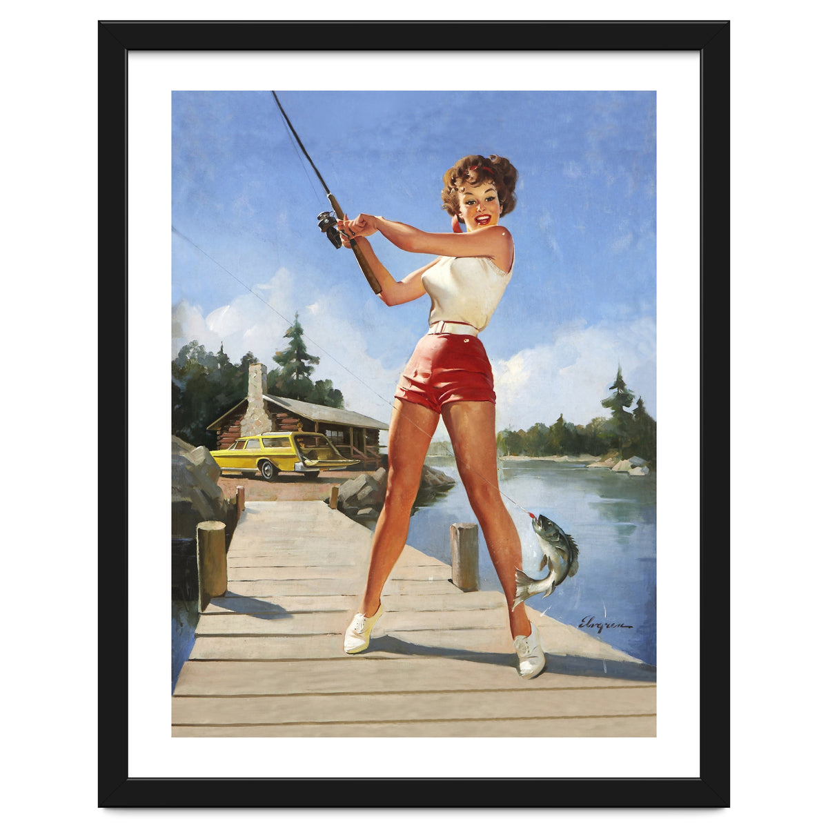 Pinup Fishing Girl With Her Catch