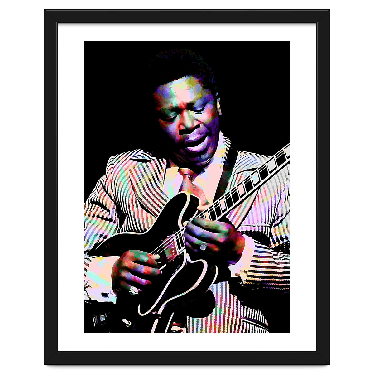 BB King. American Blues Guitarist in Colorful Art