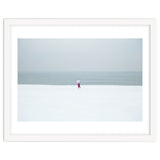 A walking woman in the winter snow beach thumbnail