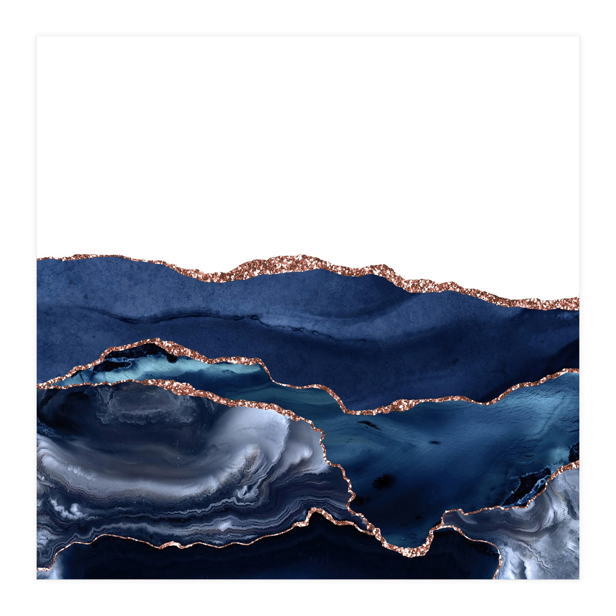 Navy & Rose Gold Agate Texture 21 (Print Only)
