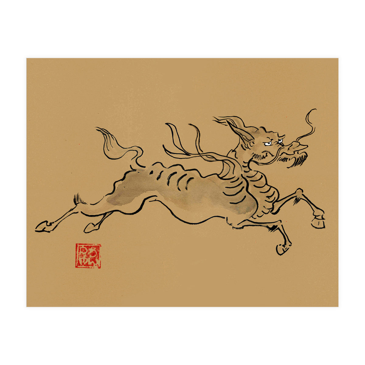 Kirin On Brown Paper (Print Only)