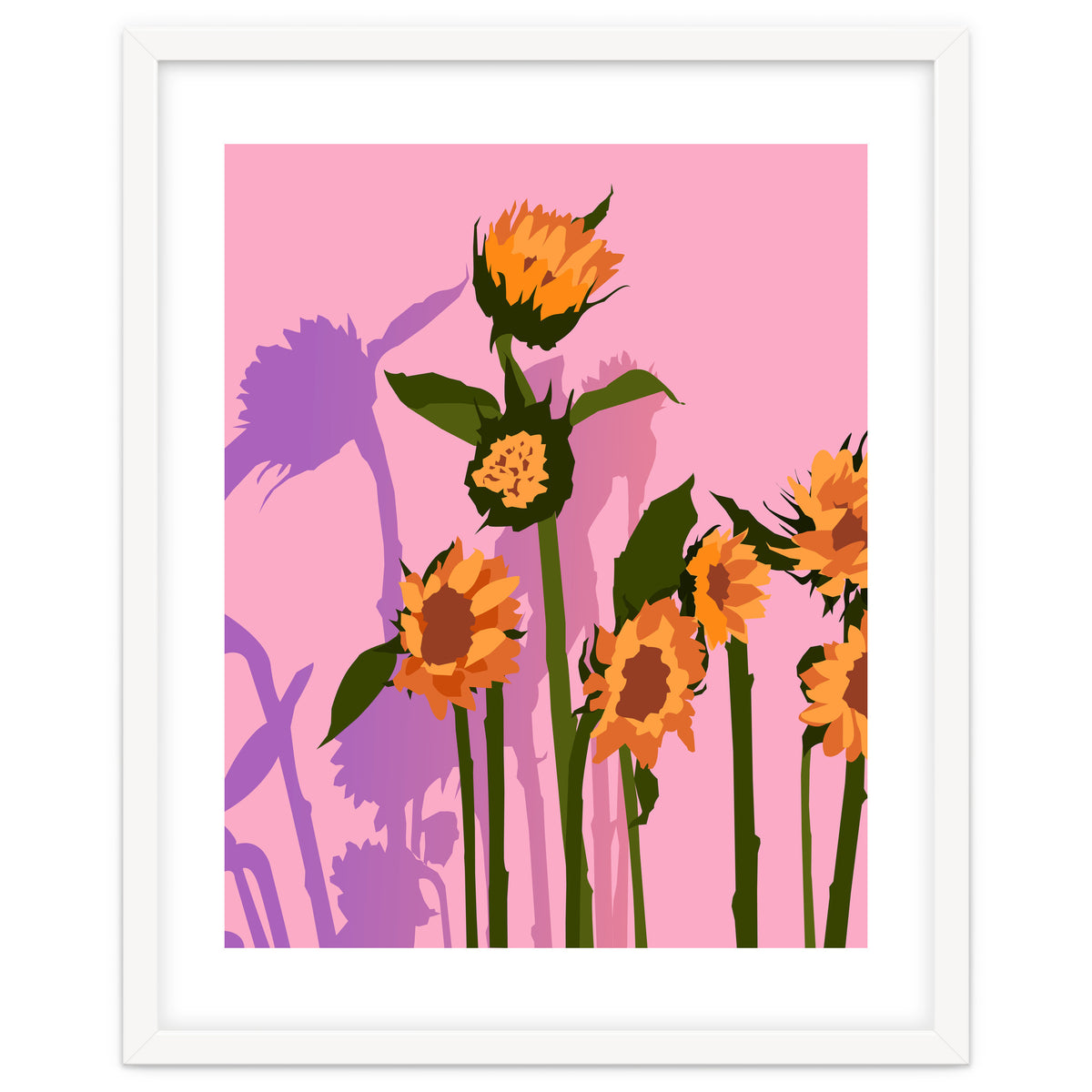 Golden Sunflowers Inside, Botanical Nature Floral Plants Painting, Blush Meadow Blossom Spring, Summer Bohemian Eclectic Positivity